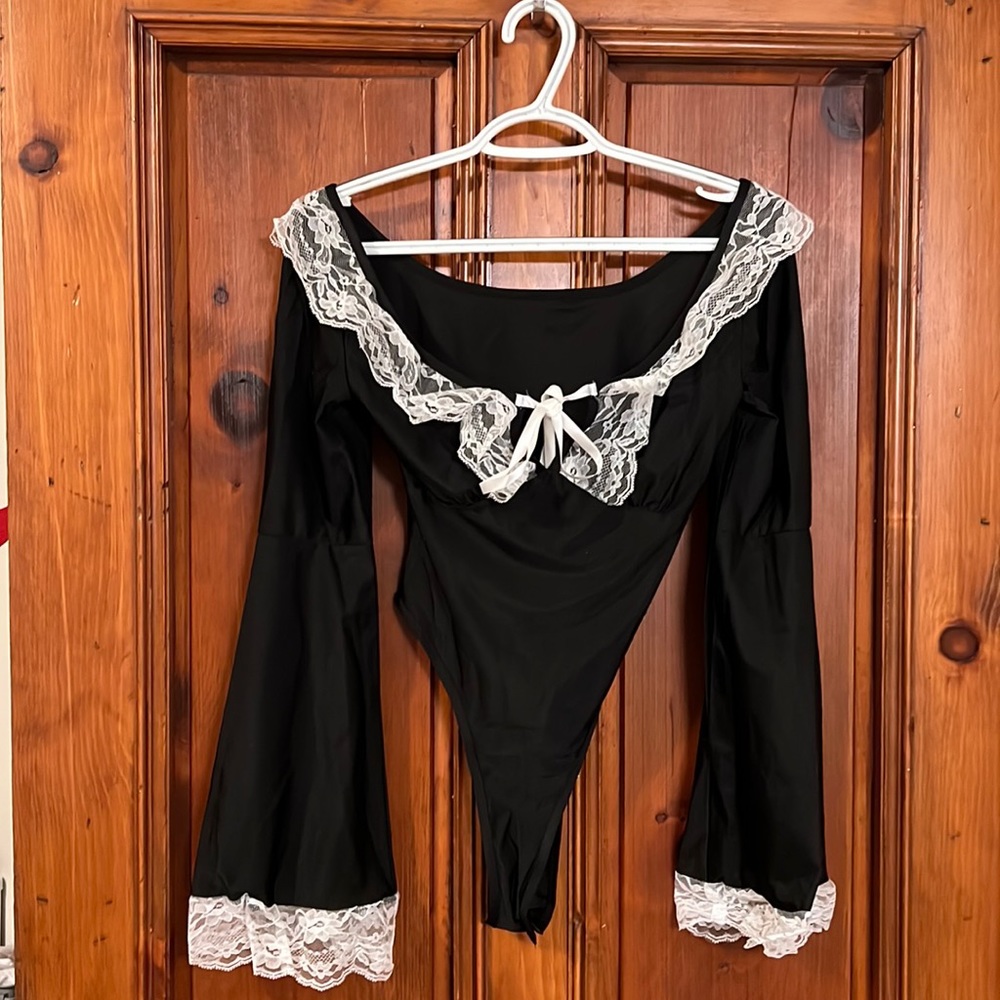 Black bodysuit with lace